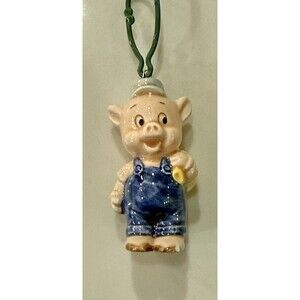 Vintage Disney Pig Figure Christmas Ornament Schmid Japan 3 Little Pigs 2 3/4"H